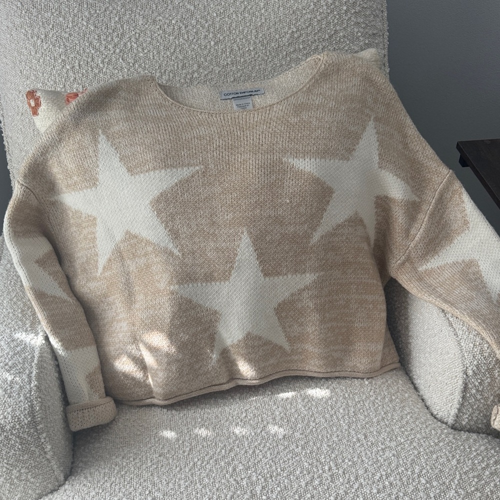 Cotton Emporium Cream Star Sweater XS